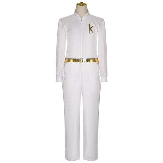 Ken Dancing Suit Adult White Disco Jumpsuit Ryan Gosling Cosplay Costume for Halloween Party