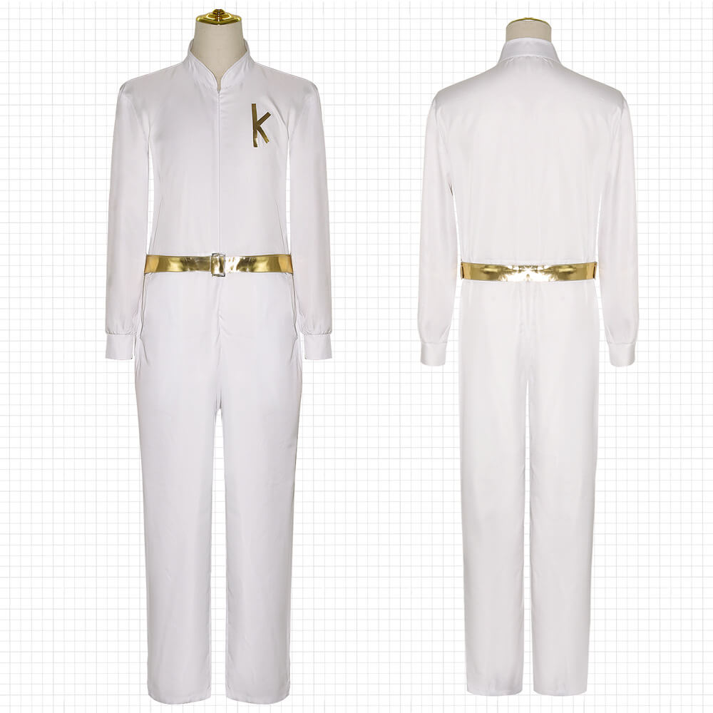 Ken Dancing Suit Adult White Disco Jumpsuit Ryan Gosling Cosplay Costume for Halloween Party