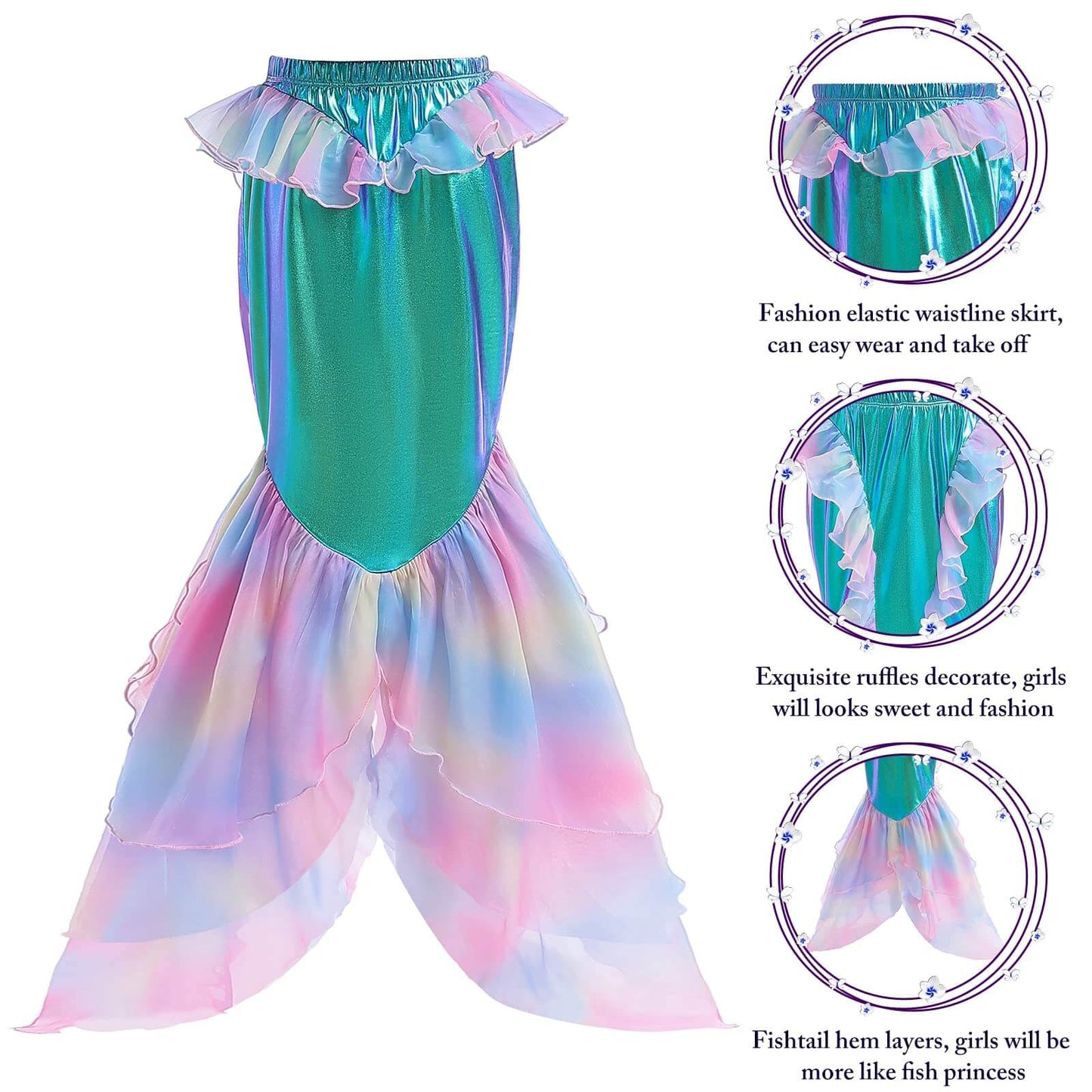 Little Mermaid Costume for Girls Ariel Princess Outfit 2023 Ariel Dress for Kids Dress Up